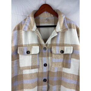 Plaid ePretty Chicago Womens Shacket S Beige & Lavender Polyester